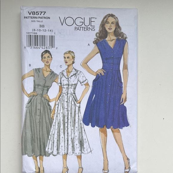 Uncut Vogue sewing pattern V8577 fit flare dress size 8-14 - Picture 1 of 7